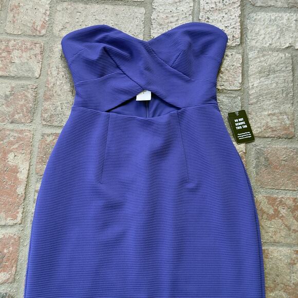 Express Strapless Blue Dress Sweetheart Midi Bodycon NWT Size S - Picture 2 of 8